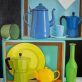 Stacked by Diana Marshall Irish art coffee pot tea pot cups press Irish art Irish Interiors painting gift