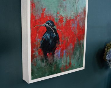 Sallyann Beirne contemporary artist oil on canvas striking artwork Irish art gift paintings cow birds crows magpies nature environment kilbaha gallery Irish interiors contemporary homes
