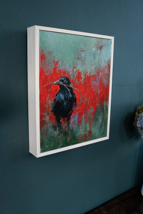 Sallyann Beirne contemporary artist oil on canvas striking artwork Irish art gift paintings cow birds crows magpies nature environment kilbaha gallery Irish interiors contemporary homes