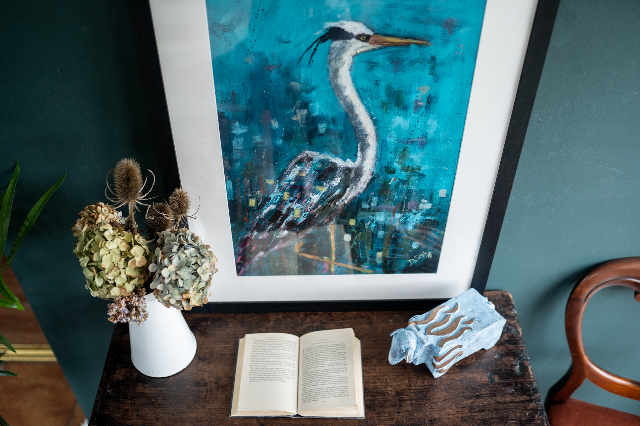 Heron Danny Vincent Smith Original painting Irish art bird interiors kilbaha gallery ireland