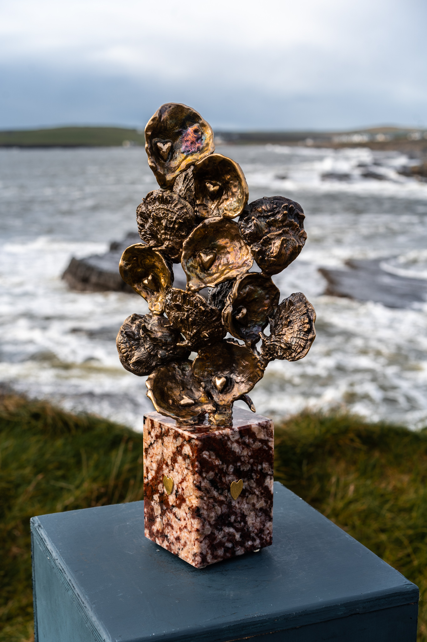 Oyster shells Bronze by Arturas For Kilbaha Gallery Irish art, fine art, interiors, bronze sculpture, gift, Ireland, art online