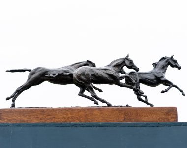 Siobhan Bulfin Bronze race horses sculpture equestrian equine interiors Irish bronze horse