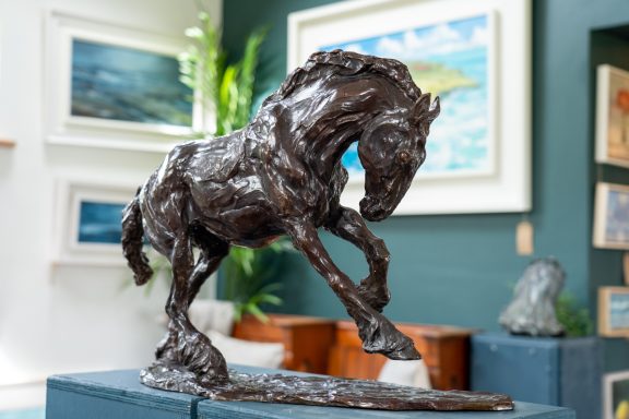 Siobhan Bulfin Bronze Galloping Working Horse large equestrian bronze statue equine statue horses horse racing hri Ireland WAW Kilbaha Gallery