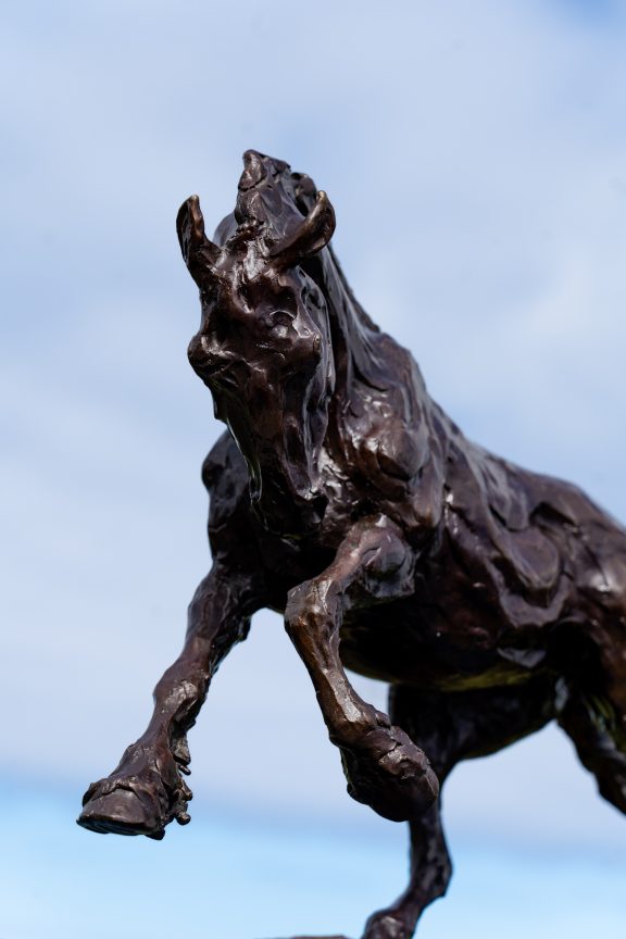 Siobhan Bulfin Bronze Galloping Working Horse large equestrian bronze statue equine statue horses horse racing hri Ireland WAW Kilbaha Gallery