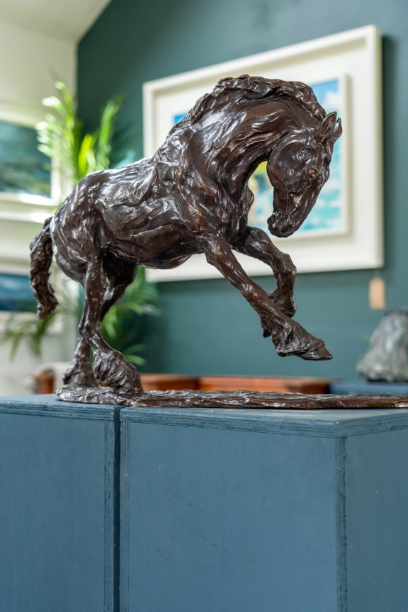 Siobhan Bulfin Bronze Galloping Working Horse large equestrian bronze statue equine statue horses horse racing hri Ireland WAW Kilbaha Gallery
