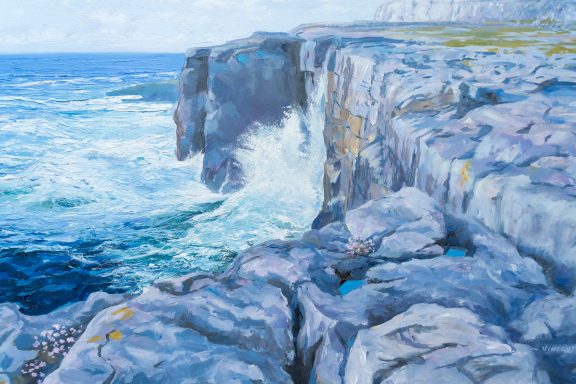 Vincent Killowry Kilbaha Gallery Irish Art oil on board Irish art Painting landscape cliffs Clare Wild Atlantic Way
