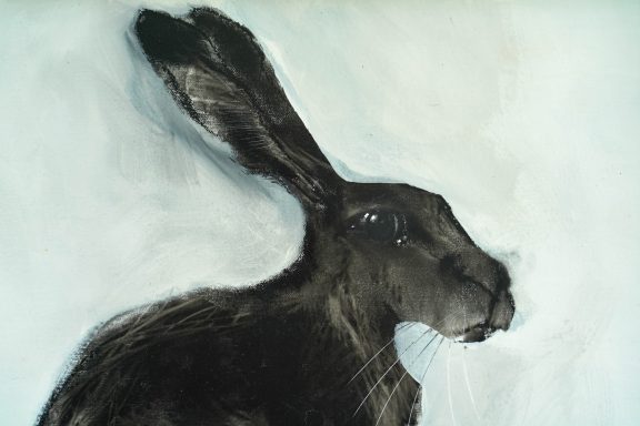 Heidi Wickham original acrylics Hare on White framed animal art Irish art Kilbaha Gallery Interiors Modern Homes Contemporary Spaces Irish art