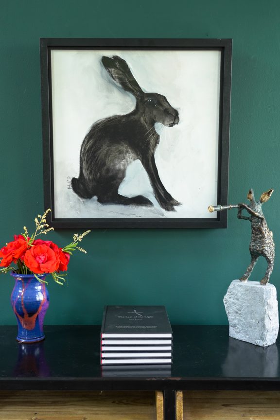 Heidi Wickham original acrylics Hare on White framed animal art Irish art Kilbaha Gallery Interiors Modern Homes Contemporary Spaces Irish art