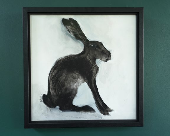 Heidi Wickham original acrylics Hare on White framed animal art Irish art Kilbaha Gallery Interiors Modern Homes Contemporary Spaces Irish art