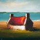 Sweet Home by Padraig McCaul original oil on canvas farmhouse cottage moody sky Irish artist Kilbaha Gallery contemporary art tourism Ireland red roof