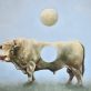 Sallyann Beirne Whole bull oil on canvas painting Irish art original art Kilbaha Gallery Collectable art contemporary interiors gift