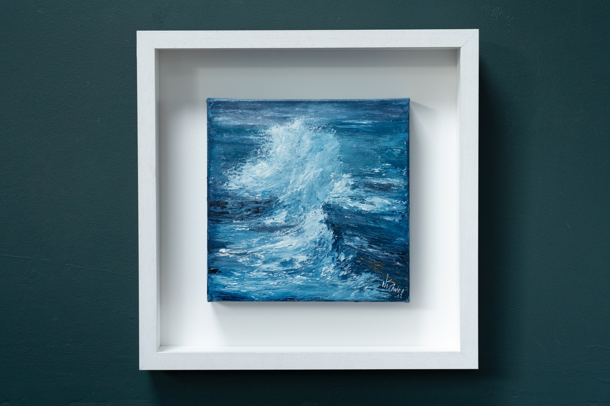 Fiona ni Chuinn for Kilbaha Gallery contemporary art seascape Irish art WAW Interiors into the blue crashing waves