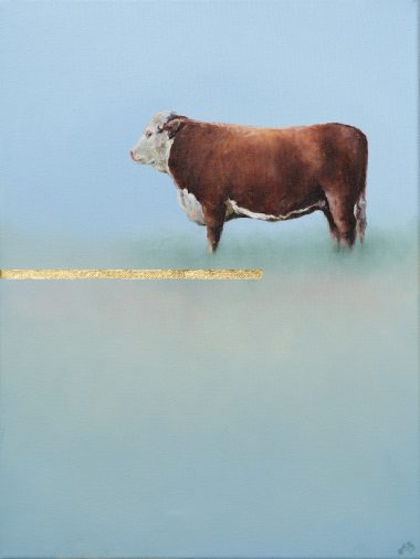Sallyann Beirne Whole bull oil on canvas painting Irish art original art Kilbaha Gallery Collectable art contemporary interiors gift