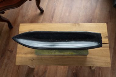 Limestone and connemara marble sculpture by Shane Gilmore for Kilbaha Gallery beautiful stand alone piece of original art boat currach stone boat