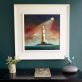 Shining Light 2023 by Padraig McCaul original oil on canvas farmhouse cottage moody sky Irish artist Kilbaha Gallery contemporary art tourism Ireland Lighthouse"