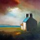 "At the End of the Day by Padraig McCaul original oil on canvas farmhouse cottage moody sky Irish artist Kilbaha Gallery contemporary art tourism Ireland