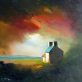 "At the End of the Day by Padraig McCaul original oil on canvas farmhouse cottage moody sky Irish artist Kilbaha Gallery contemporary art tourism Ireland