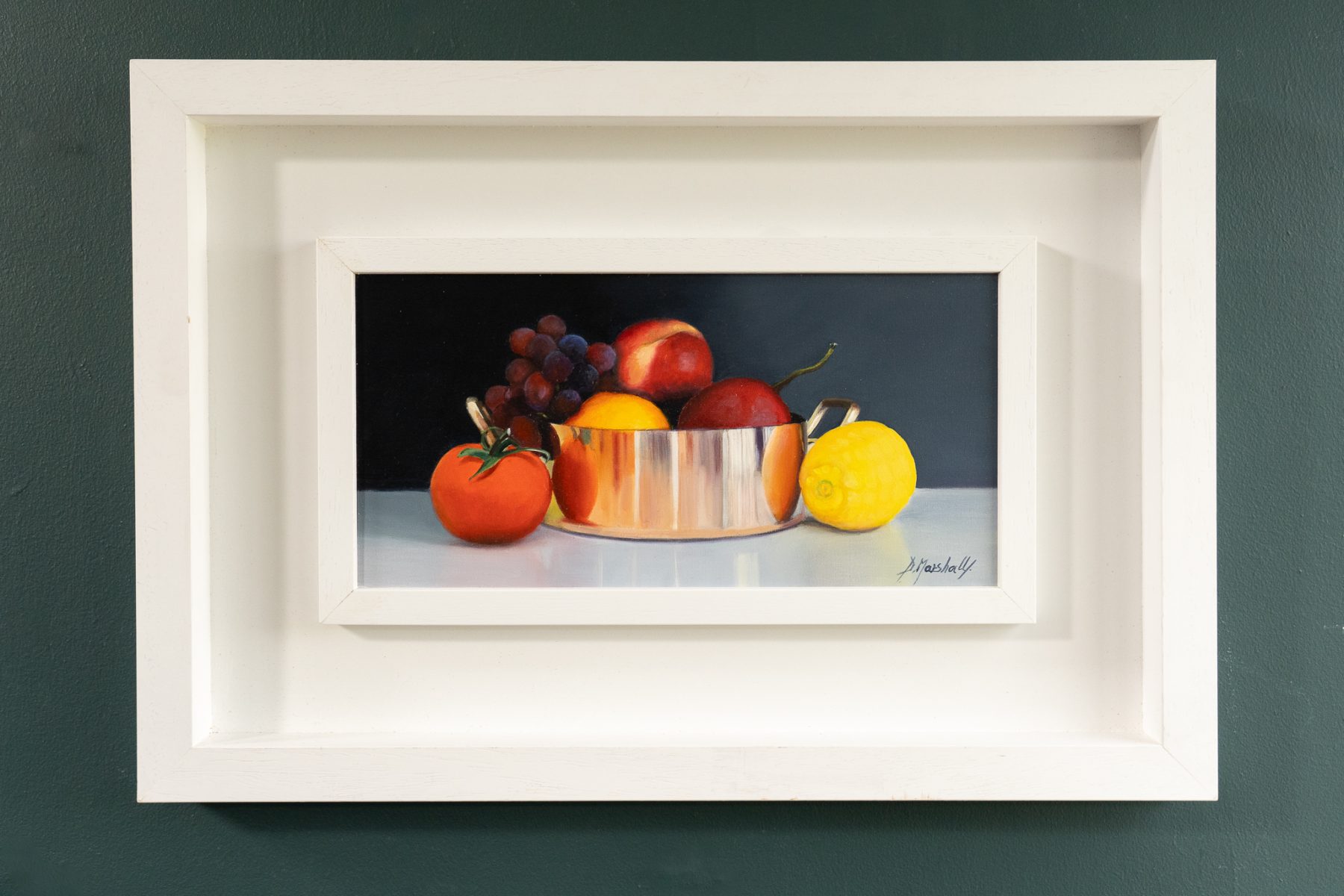 Diana Marshall Ireland contemporary art fine art still life beautiful oil painting fruit true to life realism stainless steel interiors dining space Kilbaha Gallery