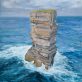 Dun Briste Downpatrick Head Co Mayo sea stack Ireland's Wild Atlantic Way painting oil on canvas original art seascape stunning striking contemporary work home interiors Ireland large scale Kilbaha Gallery