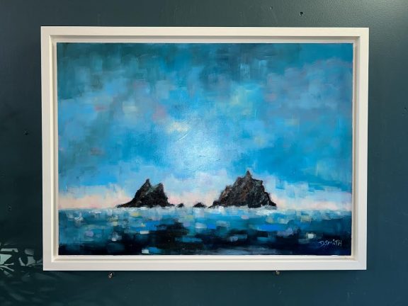 Danny V Smith Skellings Irish Art original acrylics deep blues beautiful painting Ireland Irish gallery Kilbaha Gallery Irish Interiors Co Kerry seascape bright blue