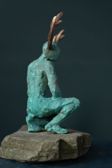 Adam Pomeory bronze figures crouching goddess and crouching god Irish art original Irish art bronze foundry Ireland Kilbaha Gallery