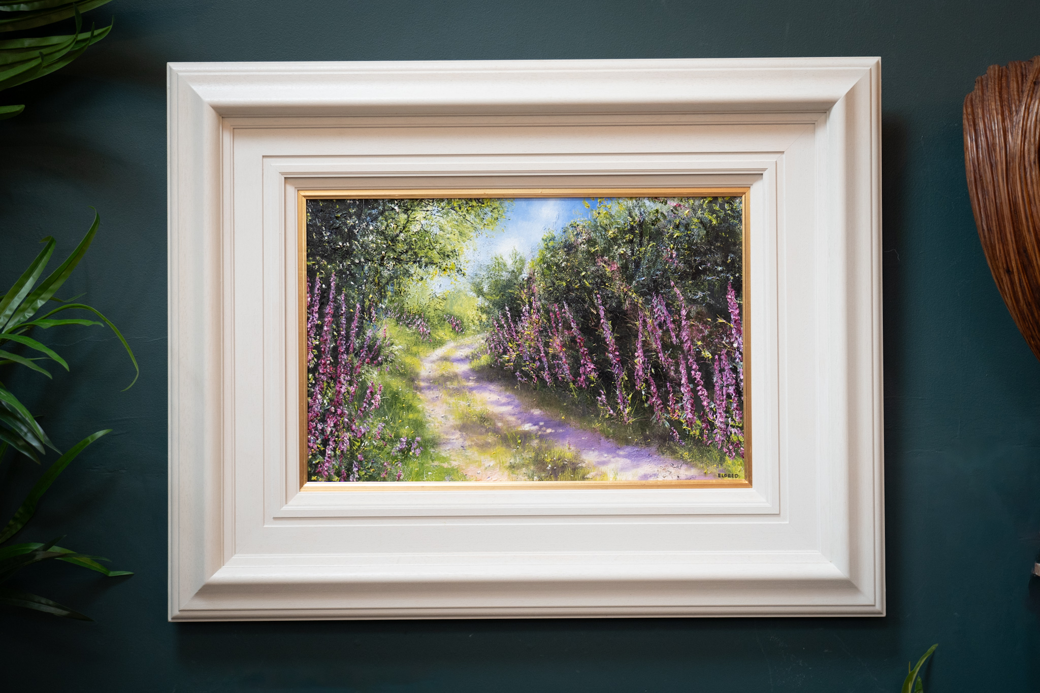 Mark Eldred Foxglove Bothairin Ireland lane foxglove lane oil on canvas original painting Ireland interiors large art gift striking artwork kilbaha gallery