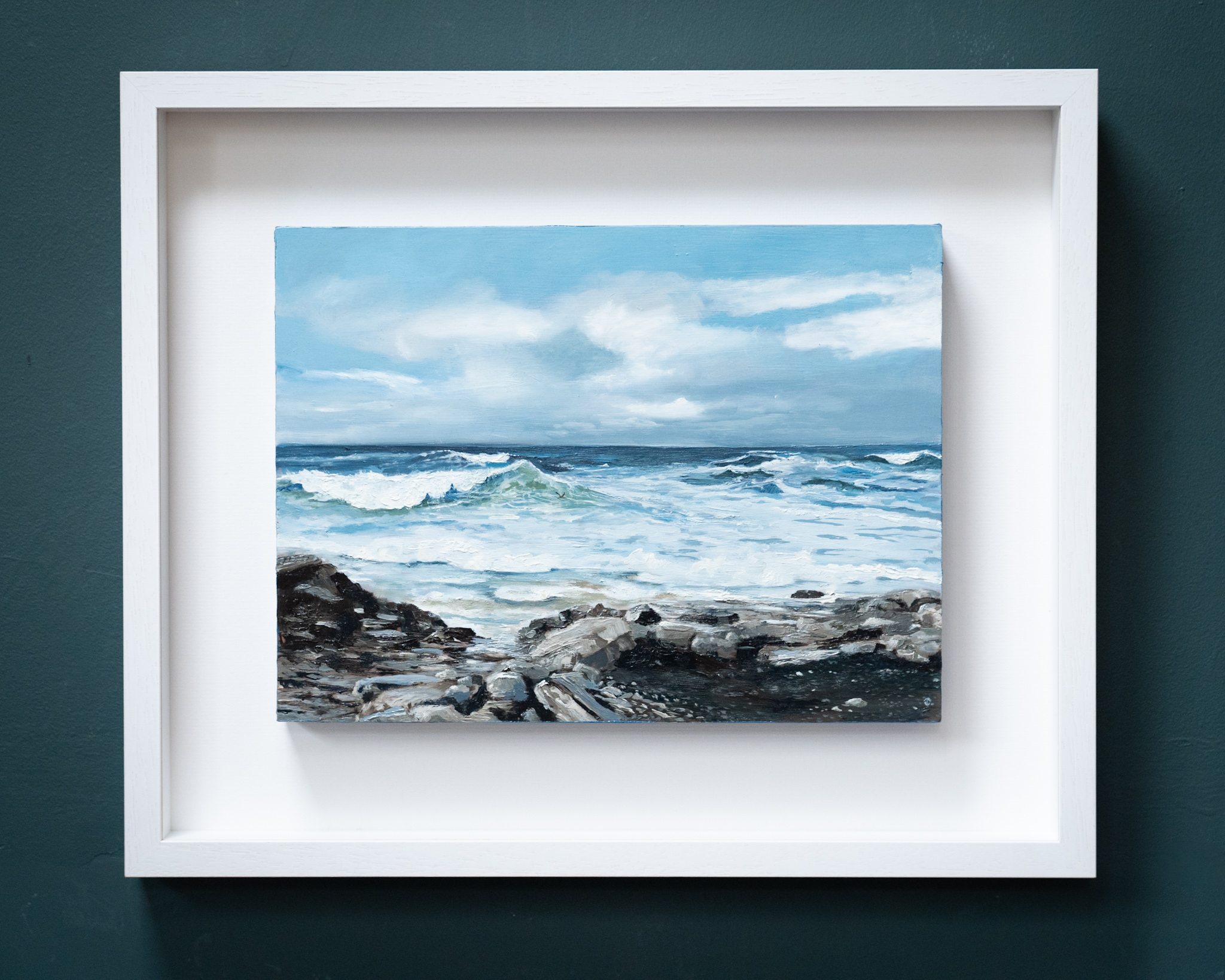 Artist D West Clare artist Kilbaha Gallery original Irish art oil on canvas painting seascape Ireland Irish sea painting tide waves gift Interiors