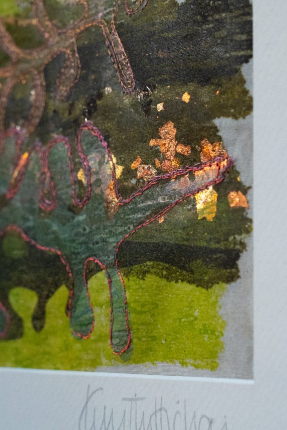 Kim Thittichai mixed media textile art Ireland original art seaweed art and interiors kilbaha gallery