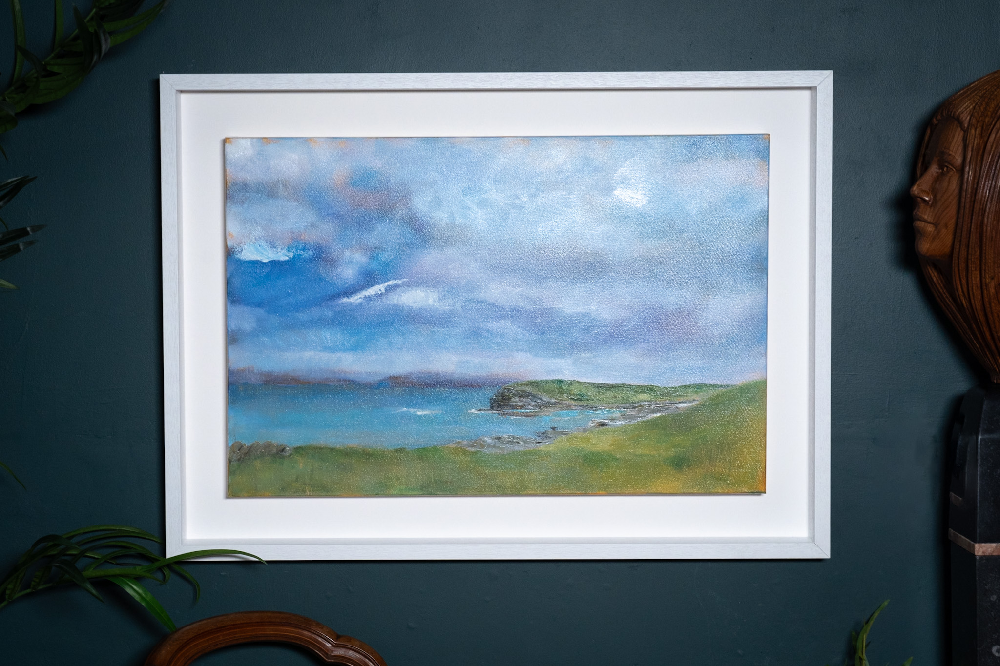 Claire McMahon seascape Ireland oil on canvas striking skyscape Irish Interiors beautiful painting WAW Ireland Irish Interiors striking landscape seascape skyscape