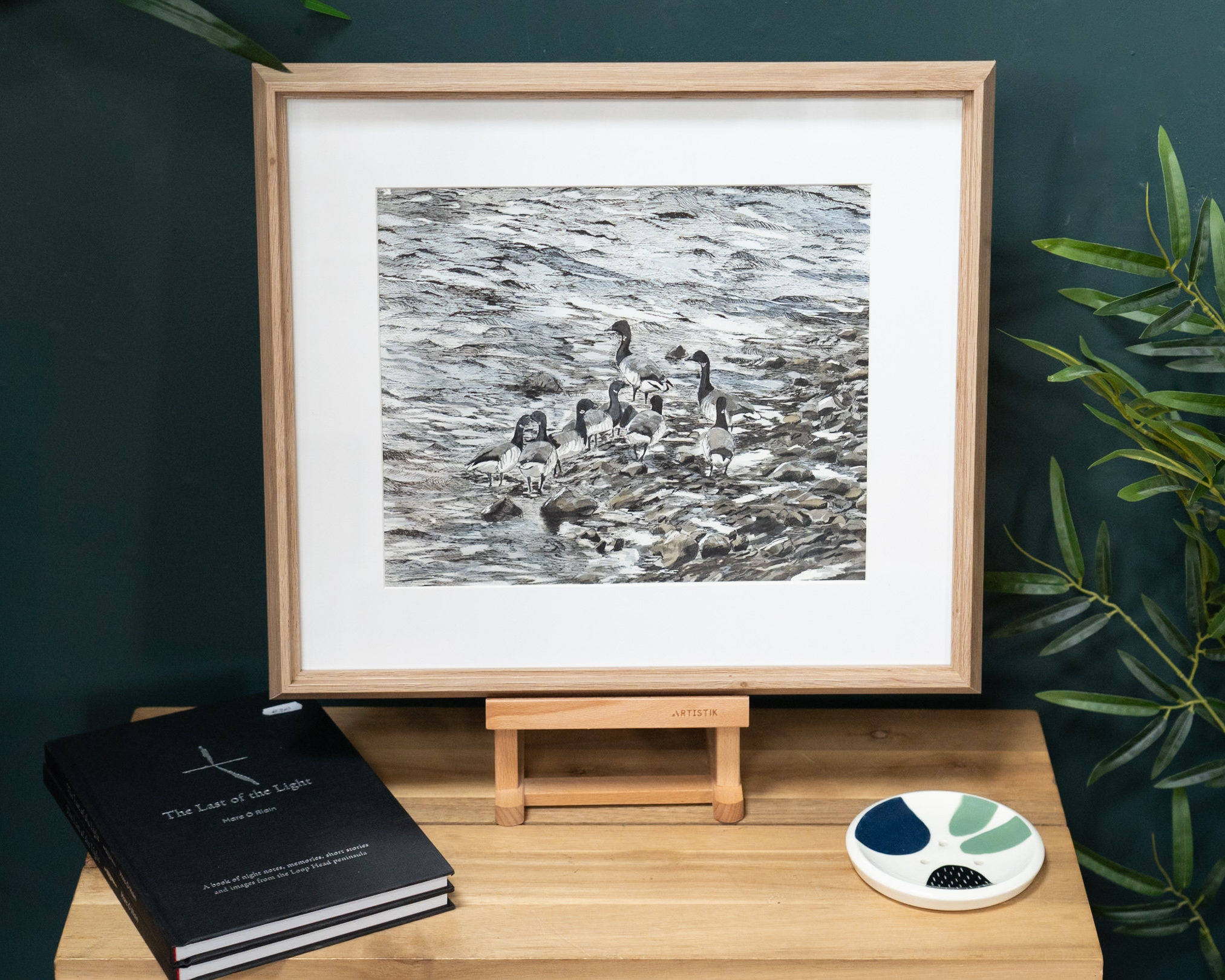 Brent Geese Watercolour painting by D for Kilbaha Gallery Ireland original painting beautiful gift Irish interiors Shannon Estuary Ireland tourism Ireland original contemporary Irish art