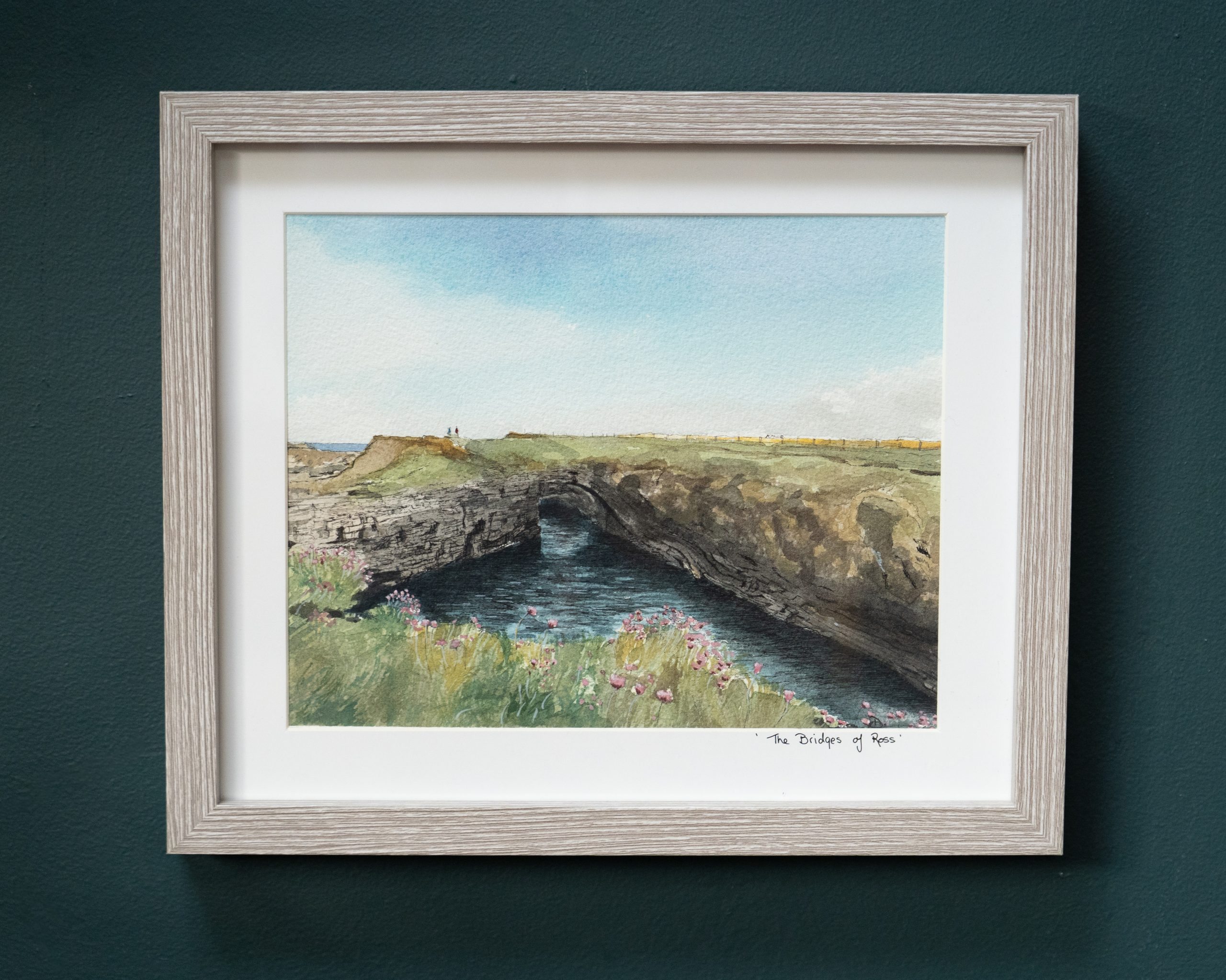 Bridges of Ross Watercolour painting by D for Kilbaha Gallery Ireland original painting beautiful gift Irish interiors Shannon Estuary Ireland tourism Ireland original contemporary Irish art