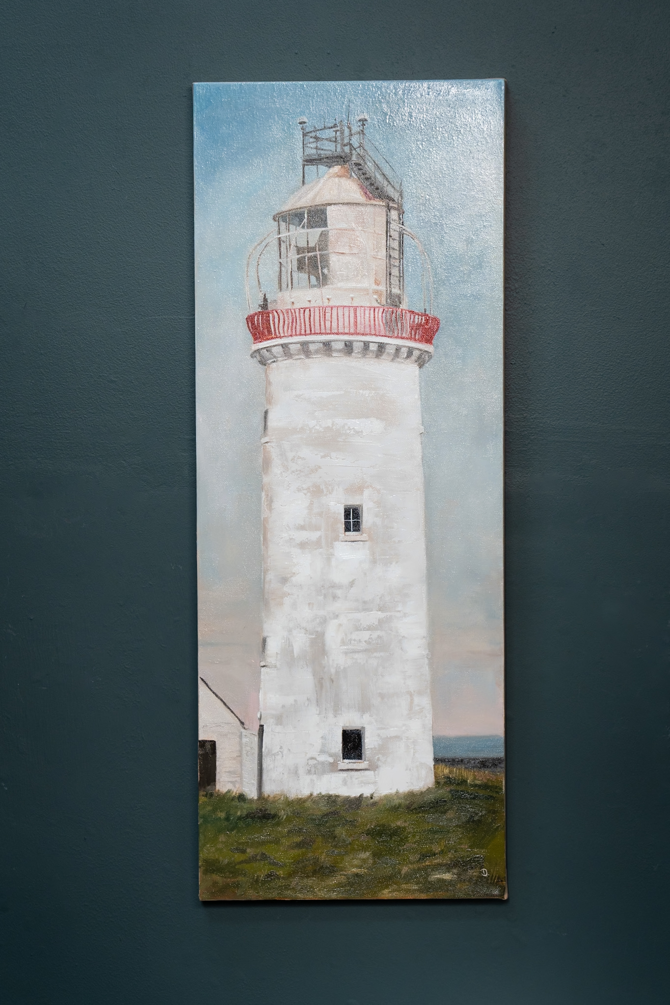 Loop Head Lighthouse Great Lighthouses of Ireland Peninsula Ireland the artist signing their work as D oil on canvas painting lighthouse original Irish art wild atlantic way ireland