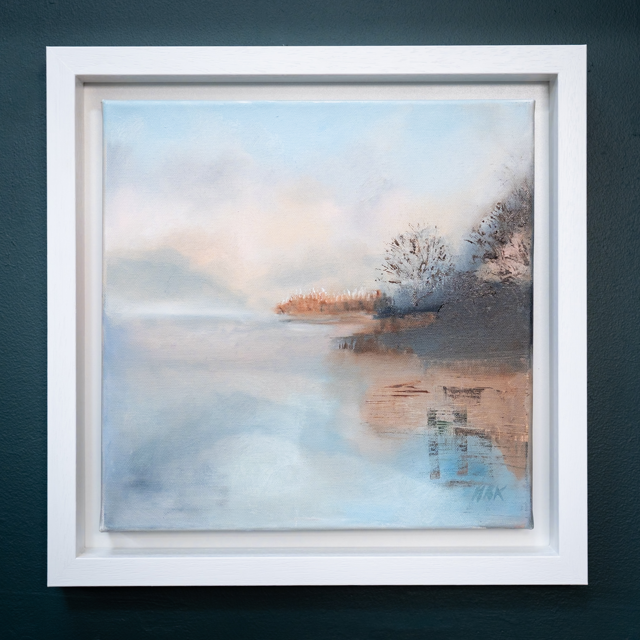 Golden Silence Tranquil waters Mary Rose Keane ethereal atmospheric oil painting original irish art irish interiors waterscape river art painting gift Irish art and interiors