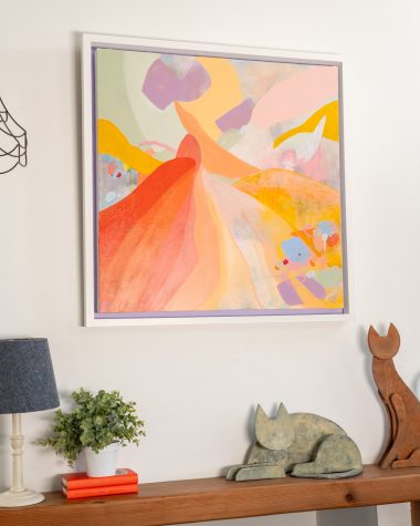 Explorious Mary Rose Keane beautiful abstract colourful large painting full of energy gentle pastel colour palette expresionism Original Irish Art acrylics handling of colour interior spaces