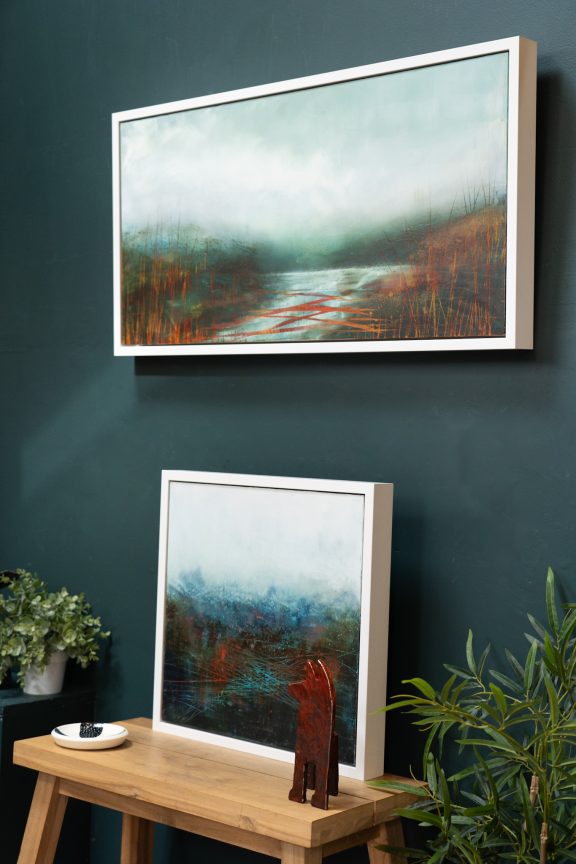 Gillian Murphy Kilbaha Gallery oil and cold wax extraordinary work striking art rustic colours beautiful ethereal atmospheric painting framed Irish Interiors Ireland