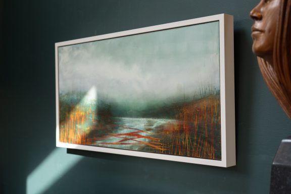 Gillian Murphy Kilbaha Gallery oil and cold wax extraordinary work striking art rustic colours beautiful ethereal atmospheric painting framed Irish Interiors Ireland