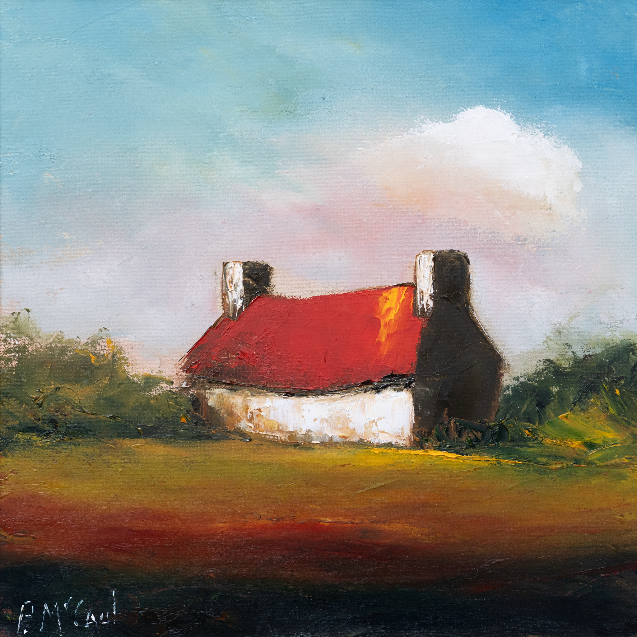 Rose Cottage Padraig McCaul West of Ireland scene Irish art Original Irish art oil painting Ireland beautiful painting art Ireland visit Ireland tourism Ireland irish