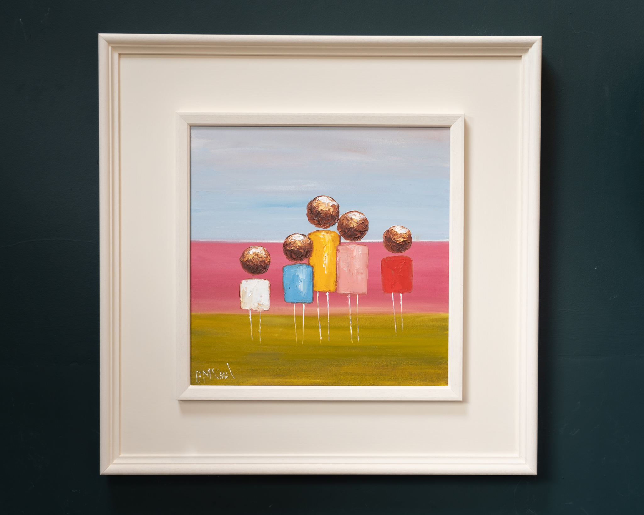 Ice Cream Family Padraig McCaul original Irish art painting beautiful oil painting gentle contemporary colours Ireland Irish art framed painting Irish interiors interior design art for living room homes family contemporary figures