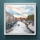 The artist signing their work as D Amsterdam Original Irish art oil painting of Amsterdam waterways boats river boats urban art beautiful piece of art by contemporary Irish artist D Kilbaha Gallery Ireland