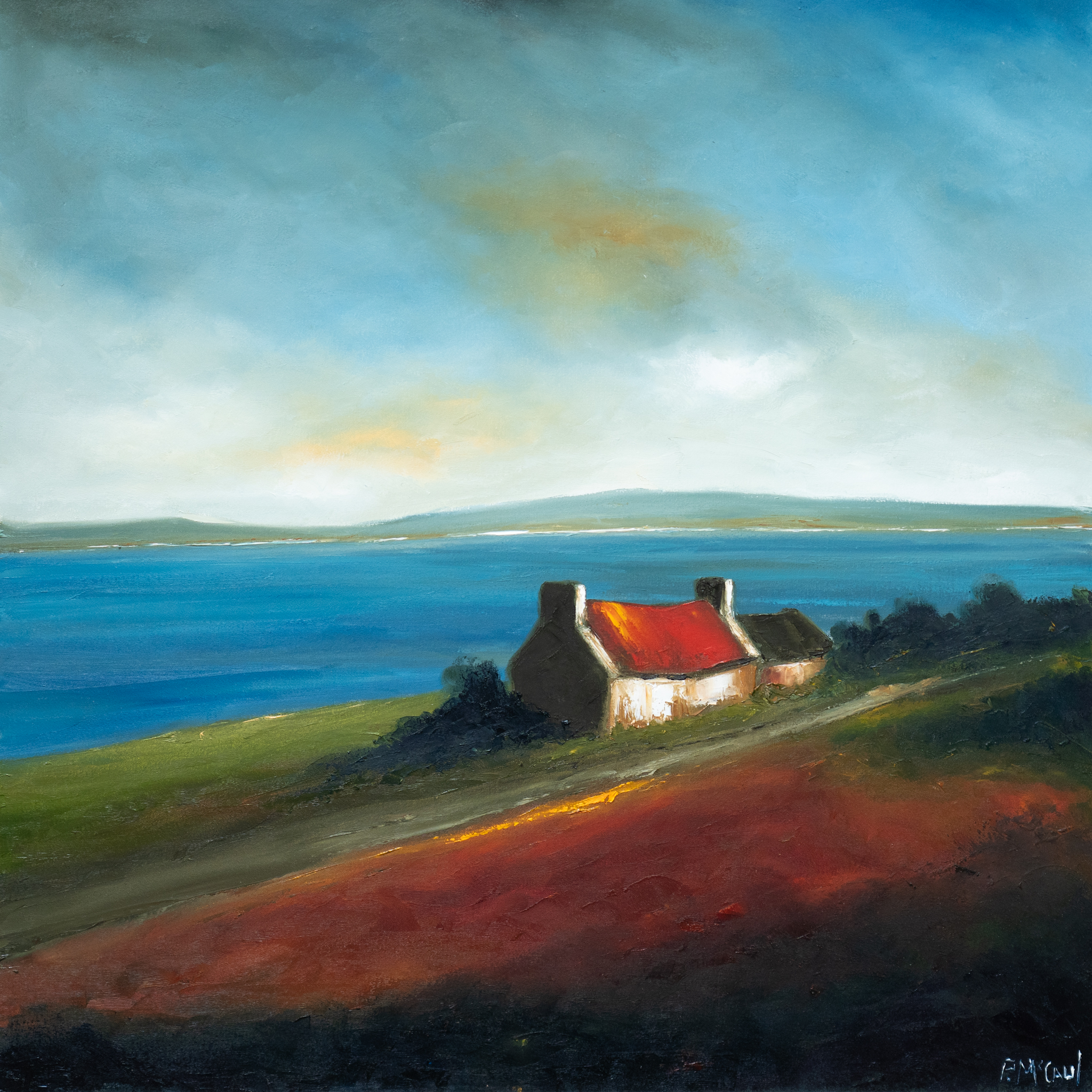 Padraig McCaul Ireland Irish art original Irish art painting beautiful cottage Irish west of Ireland Padriag McCaul oil painting Ireland Irish Interiors