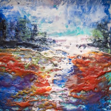 Pauline Dunleavy original Irish art bursts of colour vivacious and vivid work gorgeous pieces Ireland encaustic work pigmented wax painting interiors house gift ireland beautiful work Kilbaha Gallery West of Ireland