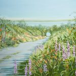 Ruth Wood original Irish art beautiful painting flowers wild flower meadow late summer querrin co Clare visit clare Querrin Co Clare Ireland West of Ireland flowers field of flowers framed painting oil painting Irish Interiors Kilbaha Gallery