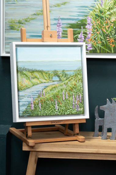 Ruth Wood original Irish art beautiful painting flowers wild flower meadow late summer querrin co Clare visit clare Querrin Co Clare Ireland West of Ireland flowers field of flowers framed painting oil painting Irish Interiors Kilbaha Gallery