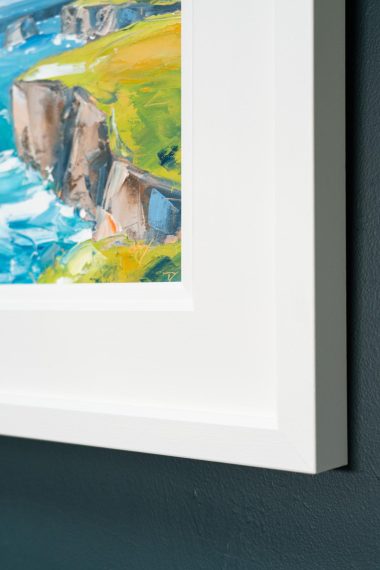 David Coyne wild atlantic way beautiful seascape cliff view oil painting oil on canvas Interiors contemporary art blue sea headland cliffs coastline fishing original Irish art
