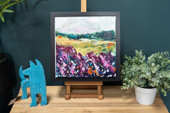 Pauline Dunleavy Encaustic beautiful painting original Irish art pigmented wax pinks yellows landscape flowers art Ireland