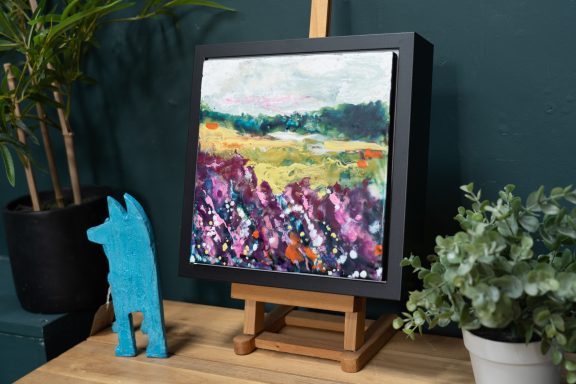 Pauline Dunleavy Encaustic beautiful painting original Irish art pigmented wax pinks yellows landscape flowers art Ireland