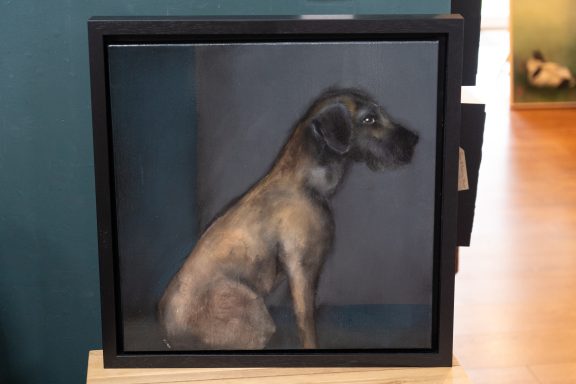 Heidi Wickham dog painting Ireland Irish art Original Irish art painting acrylics on canvas Irish interiors Kilbaha Gallery