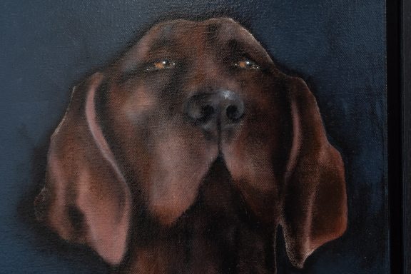 Heidi Wickham dog painting Ireland Irish art Original Irish art painting acrylics on canvas Irish interiors Kilbaha Gallery