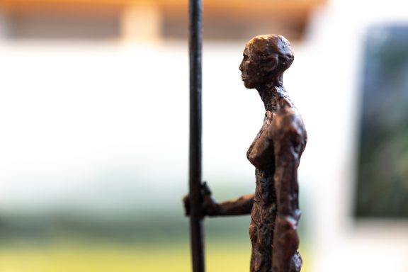 Clodagh Redden Boat Bronze standing figure large scale indoor outdoor sculpture beautiful original piece Ireland Irish art original Irish art bronze foundry contemporary take on traditional currach kilbaha gallery