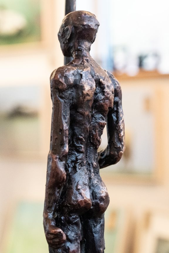 Clodagh Redden Boat Bronze standing figure large scale indoor outdoor sculpture beautiful original piece Ireland Irish art original Irish art bronze foundry contemporary take on traditional currach kilbaha gallery